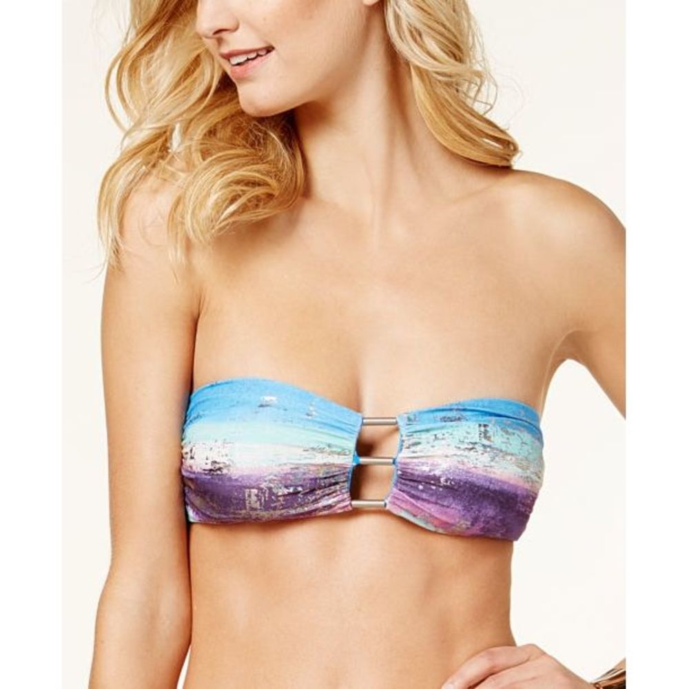 Carmen Marc Valvo Infusion Womens Pacific Sunset Metallic Bandeau Bikini Top S